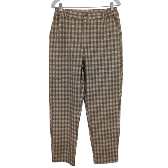 Willow & Root Women's Plaid Check Trouser Pant Size L Brown Black Tan career - Picture 2 of 15